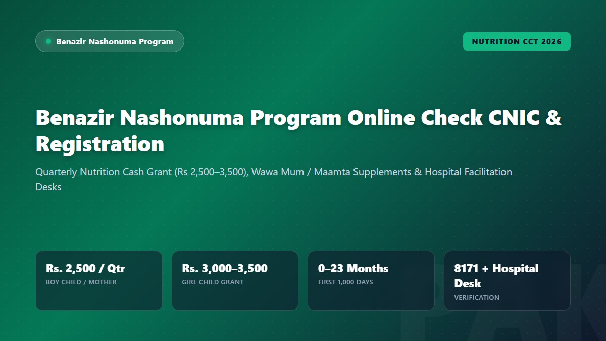 Benazir Nashonuma Program maternal and child nutrition check guide