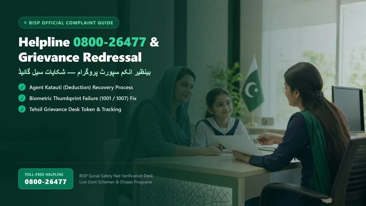 BISP helpline representative recording complaint against unauthorized agent fee deductions