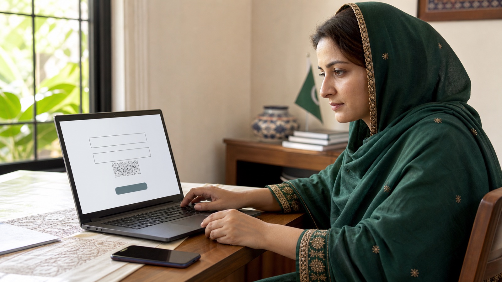 A user entering a CNIC and image code on the official BISP 8171 portal