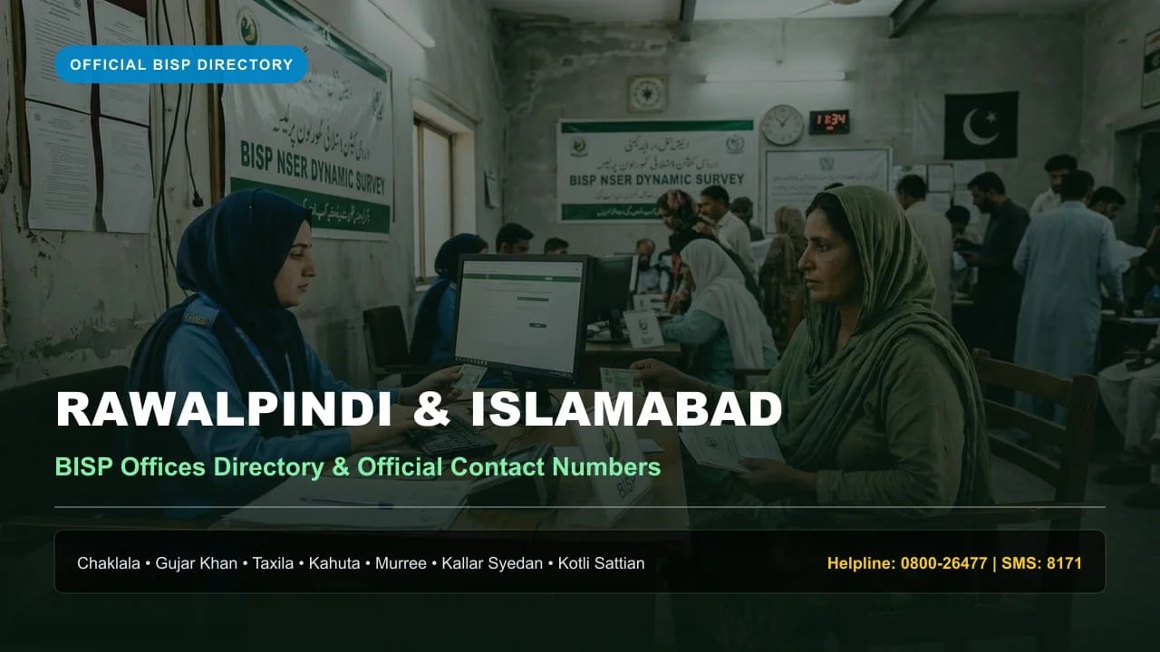 Exterior facade of public service center in Rawalpindi offering BISP dynamic survey desks