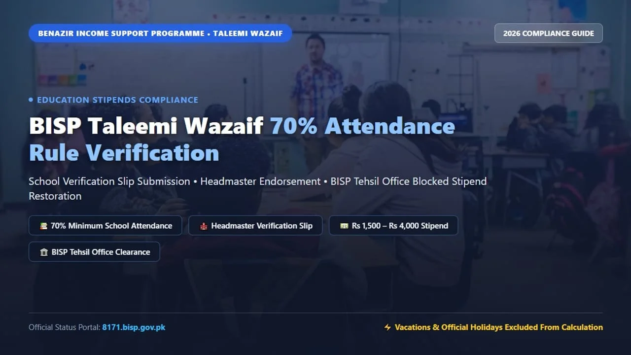 School textbooks and educational supplies representing BISP Taleemi Wazaif quarterly stipend rates