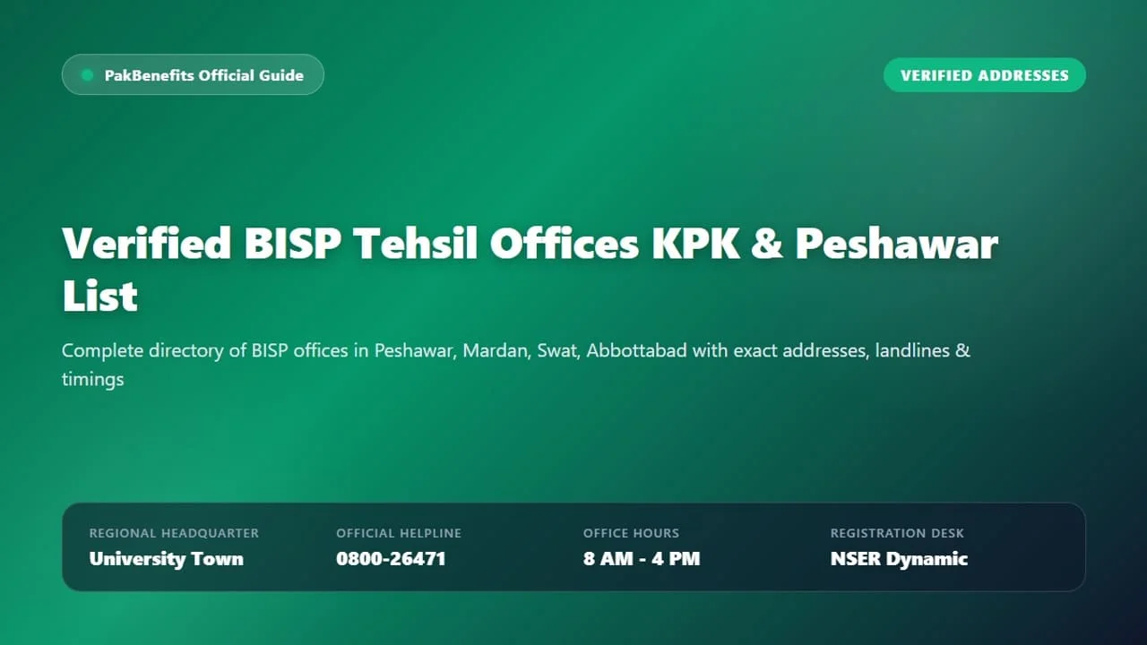 Peshawar Tehsil registration facility for BISP applicants and KPK beneficiaries