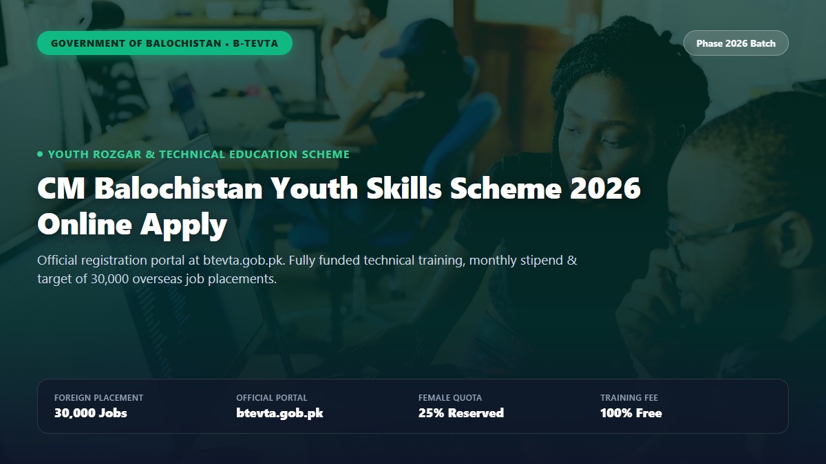 CM Balochistan Youth Skills Scheme 2026 BTEVTA Online Registration Guide